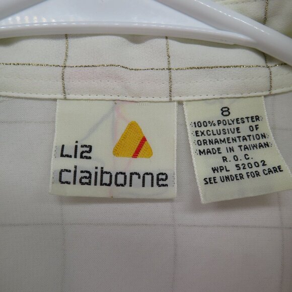 Liz Claiborne Shirt Womens Size 8 Vintage Gold Thread Long Sleeve Vintage Blouse - Picture 6 of 10